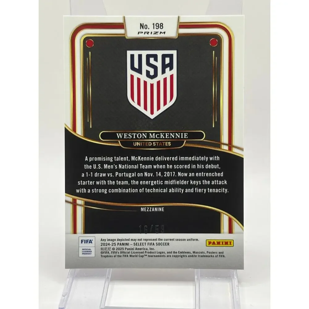 2024-25 Panini Select FIFA Weston McKennie Mezzanine Pink Refractor 16/59 SP USA